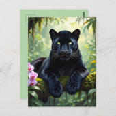Schwarzer Panther im Dschungel Postkarte (Vorne/Hinten)