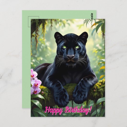 Schwarzer Panther im Dschungel Postkarte (Vorne/Hinten)