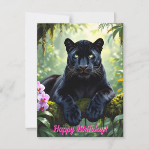 Schwarzer Panther im Dschungel Postkarte