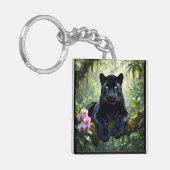 Schwarzer Panther im Dschungel Schlüsselanhänger (Vorderseite links)