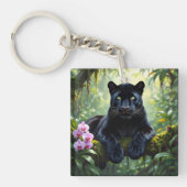 Schwarzer Panther im Dschungel Schlüsselanhänger (Vorderseite)