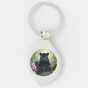 Schwarzer Panther im Dschungel Schlüsselanhänger