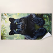 Schwarzer Panther im Dschungel Strandtuch (Vorderseite)