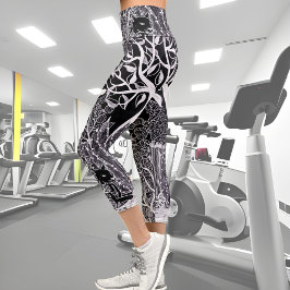 Schwarzer Panther im Dschungel - zeichnend Bleisti Capri Leggings