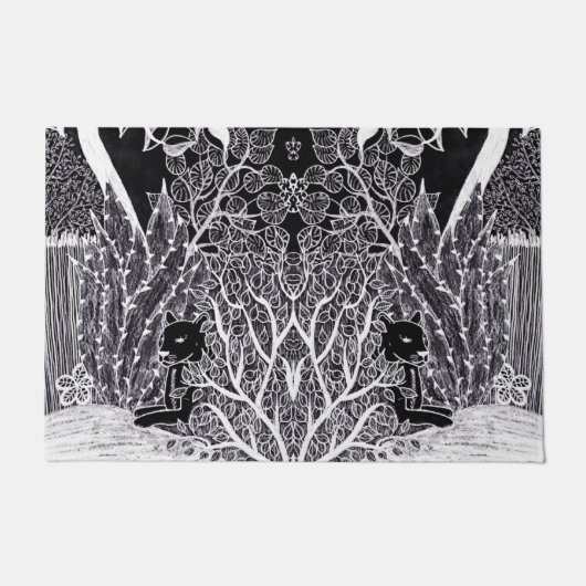 Schwarzer Panther im Dschungel - zeichnend Bleisti Fußmatte (Vorderseite)