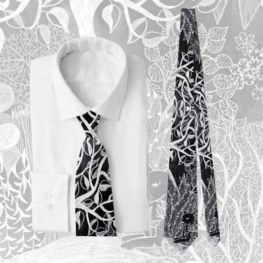 Schwarzer Panther im Dschungel - zeichnend Bleisti Krawatte