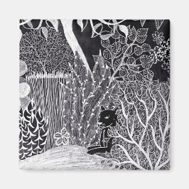 Schwarzer Panther im Dschungel - zeichnend Bleisti Magnet