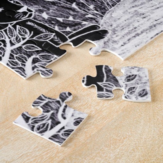 Schwarzer Panther im Dschungel - zeichnend Bleisti Puzzle (Seite)