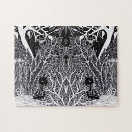 Schwarzer Panther im Dschungel - zeichnend Bleisti Puzzle