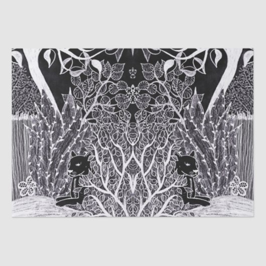 Schwarzer Panther im Dschungel - zeichnend Bleisti Seidenpapier (Vorderseite)