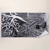 Schwarzer Panther im Dschungel - zeichnend Bleisti Strandtuch (Vorderseite)