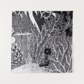 Schwarzer Panther im Dschungel - zeichnend Bleisti Wandteppich (Vorderseite)