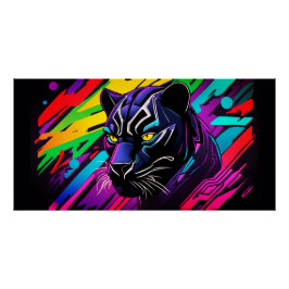 Schwarzer Panther im Graffiti-Stil Poster