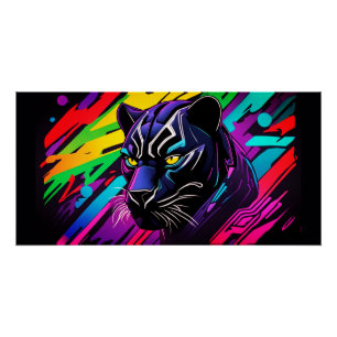 Schwarzer Panther im Graffiti-Stil Poster