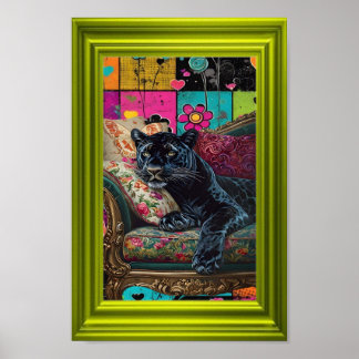Schwarzer Panther in einer Welt der Farbe – Kühne Poster