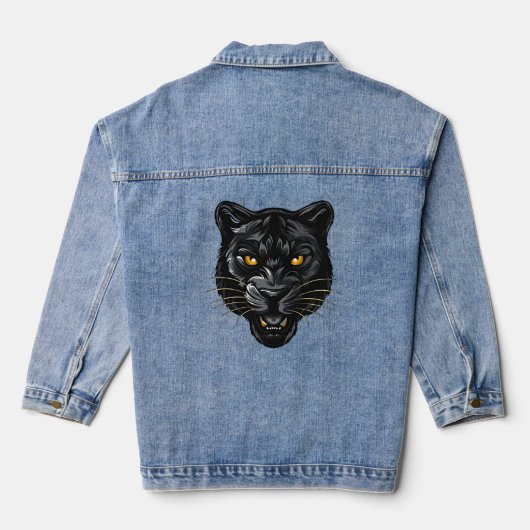 Schwarzer Panther Jeansjacke (Rückseite)