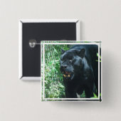 Schwarzer Panther-Katzen- Knopf Button (Vorne & Hinten)
