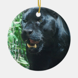 Schwarzer Panther-Katzen-Verzierung Keramik Ornament