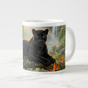 Schwarzer Panther Kenia Dschungel Blumen Wasserfal Jumbo-Tasse