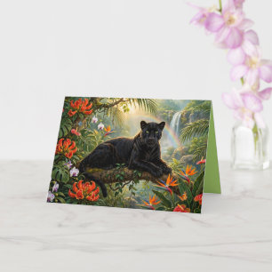 Schwarzer Panther Kenia Dschungel Blumen Wasserfal Karte