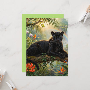 Schwarzer Panther Kenia Dschungel Blumen Wasserfal Karte