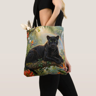 Schwarzer Panther Kenia Dschungel Blumen Wasserfal Tasche