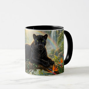 Schwarzer Panther Kenia Dschungel Blumen Wasserfal Tasse