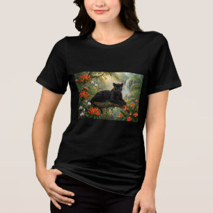Schwarzer Panther Kenia Dschungel Blumen Wasserfal Tri-Blend Shirt