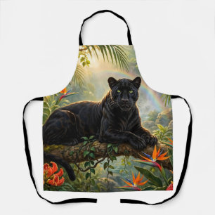 Schwarzer Panther Kenia Dschungelblumen Wasserfall Schürze