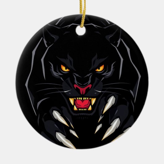 Schwarzer Panther Keramik Ornament (Vorne)