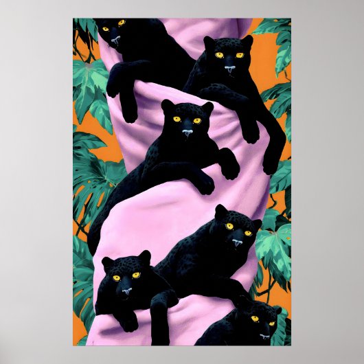 Schwarzer Panther-Kunstposter, maximalistischer Tr Poster (Vorne)