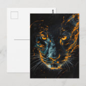 Schwarzer Panther mit orangen Lichtwegen Postkarte (Vorne/Hinten)