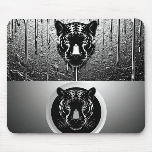 Schwarzer Panther mit tropfendem Farbeffekt 🐆 Mousepad (Vorne)