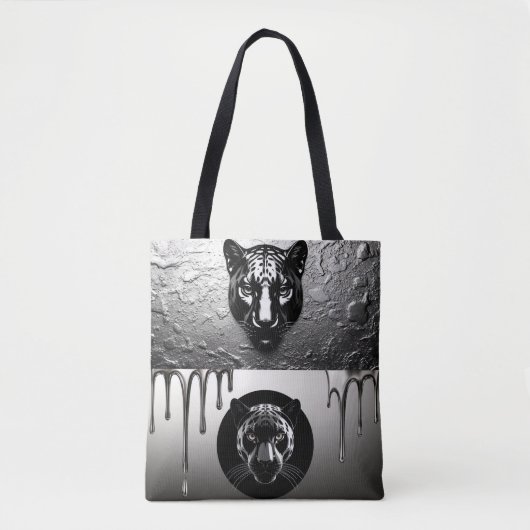 Schwarzer Panther mit Wassertropfen-Details 🐆 Tasche (Vorderseite)