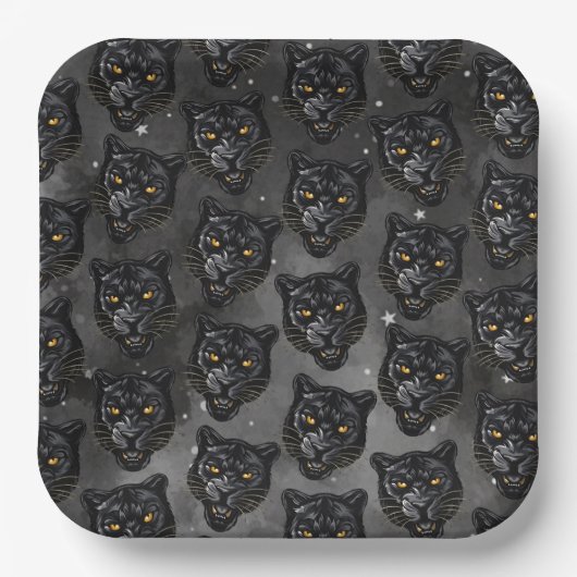 Schwarzer Panther Pappteller (Vorderseite)
