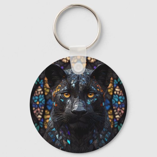 Schwarzer Panther Portrait Accent Pillow Schlüsselanhänger (Vorderseite)