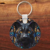 Schwarzer Panther Portrait Accent Pillow Schlüsselanhänger (Rückseite)