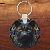 Schwarzer Panther Portrait Accent Pillow Schlüsselanhänger (Vorderseite)