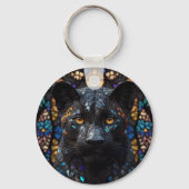 Schwarzer Panther Portrait Accent Pillow Schlüsselanhänger (Rückseite)