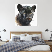 Schwarzer Panther Portrait Image Watercolor Leinwanddruck (Insitu (Schlafzimmer))