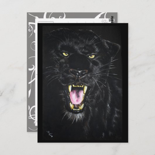 Schwarzer Panther Postkarte (Vorne/Hinten)