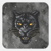 Schwarzer Panther Quadratischer Aufkleber (Vorderseite)