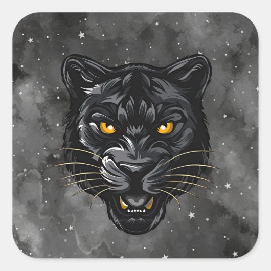 Schwarzer Panther Quadratischer Aufkleber (Vorderseite)