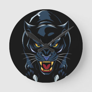 Schwarzer Panther Runde Wanduhr