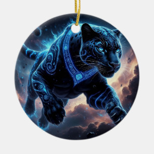 Schwarzer Panther Schmuckstück Glühendes Mystische Keramik Ornament