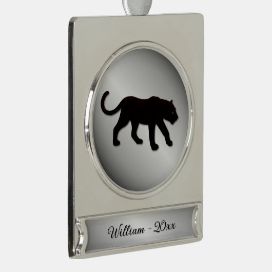 Schwarzer Panther Silbername und Jahr Banner-Ornament Silber (Rechts)