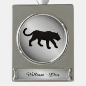Schwarzer Panther Silbername und Jahr Banner-Ornament Silber (Vorderseite)