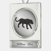 Schwarzer Panther Silbername und Jahr Banner-Ornament Silber (Links)