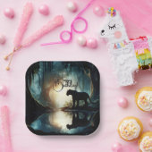 Schwarzer Panther spiegelt sich in Wasser zum Gebu Pappteller (Party)