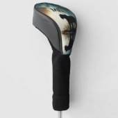 Schwarzer Panther spiegelt sich in Wasserinitialen Golf Headcover (angewinkelt)